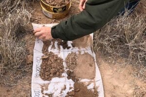 Soil samples on a tarp