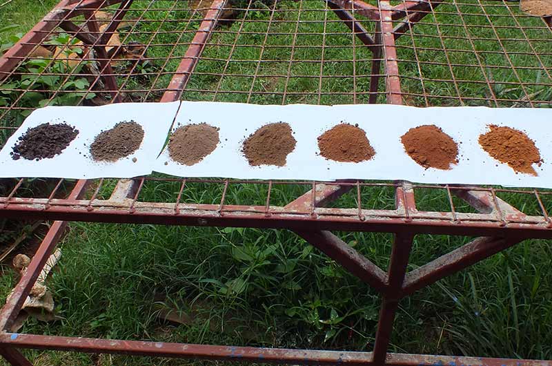 7 soil samples of different colors
