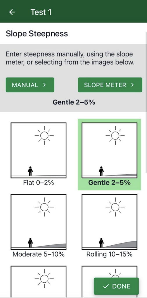 Slope Pictogram A grid of pictures representing various degress of slope